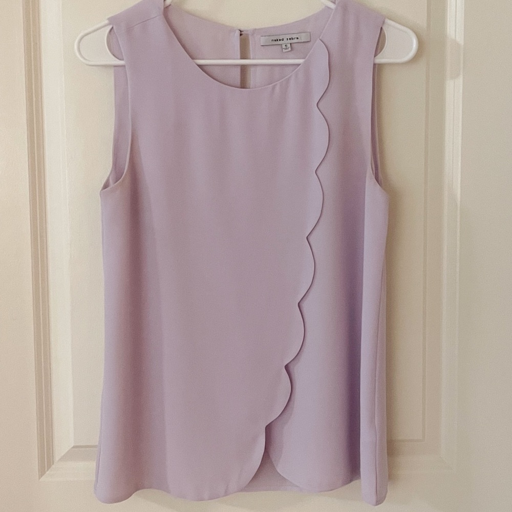 Naked Zebra lavender scallop front tank top, size small